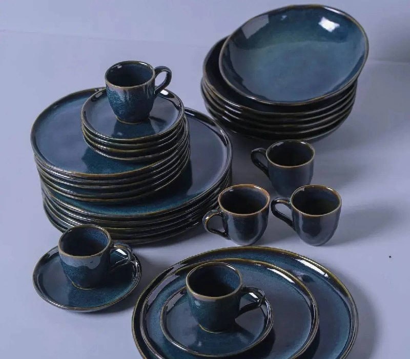 Aparelho de Jantar Stoneware Azul Linha Oceano 30 Peças Porto Brasil