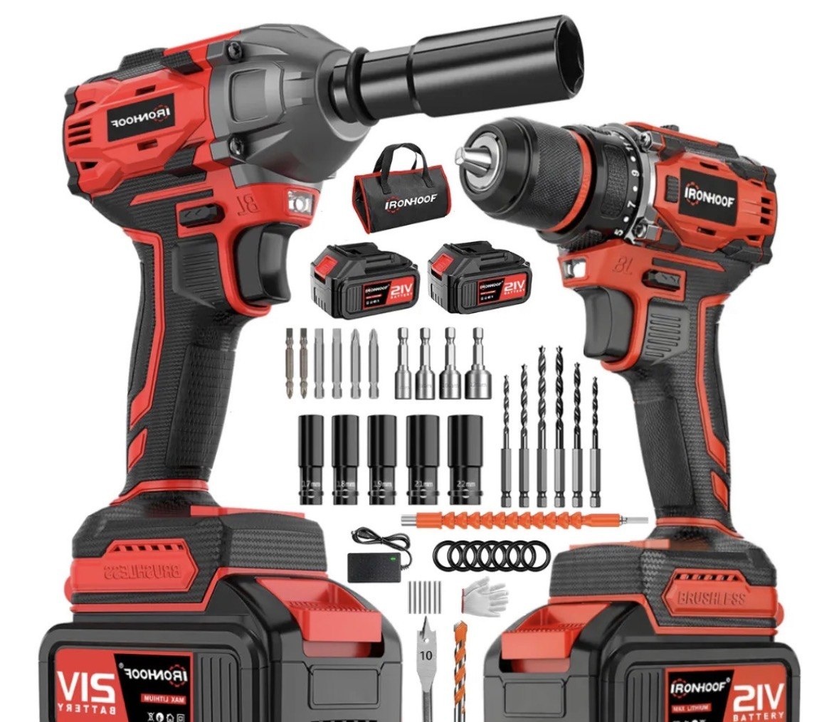 Kit2 Profissional Parafusadeira Chave De Impacto Brushless