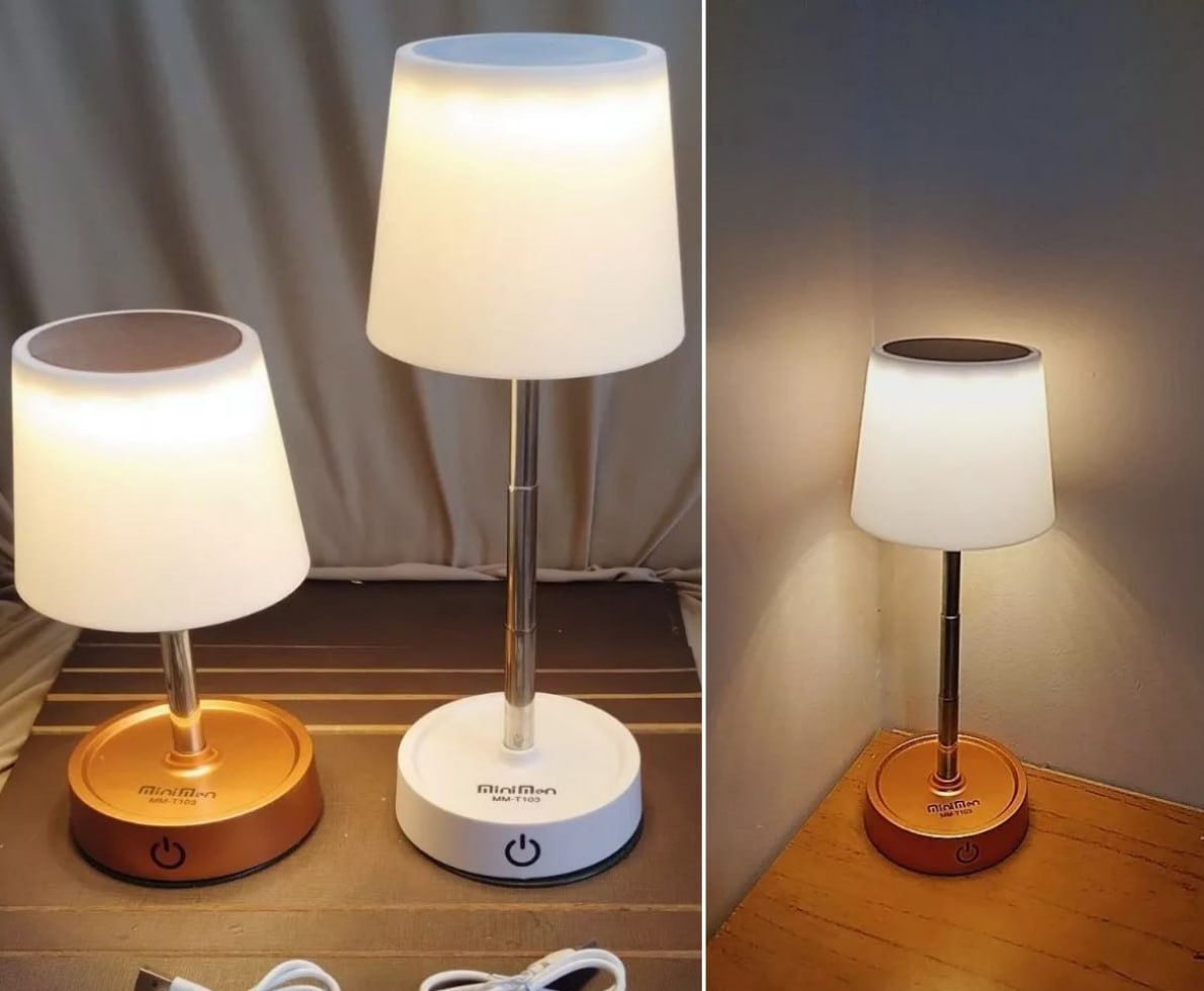 Abajur Recarregável Touch com Luz de Led Ajustável