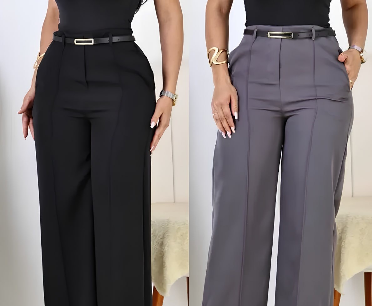 Kit 2 Calça Pantalona Alfaiataria com Cinto
