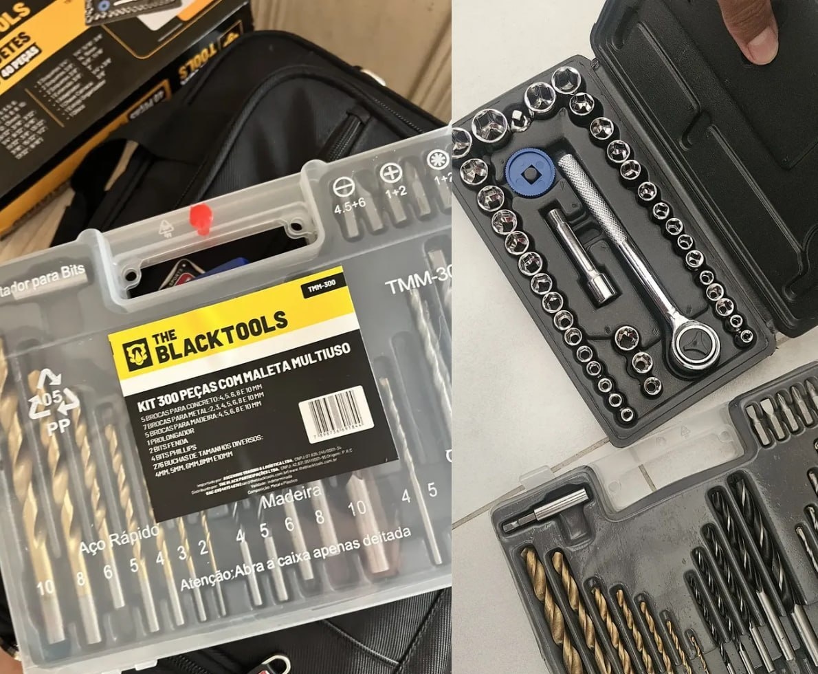 Jogo De Brocas 300 Peças  Maleta  Kit Chaves 40 Peças - The Black Tools