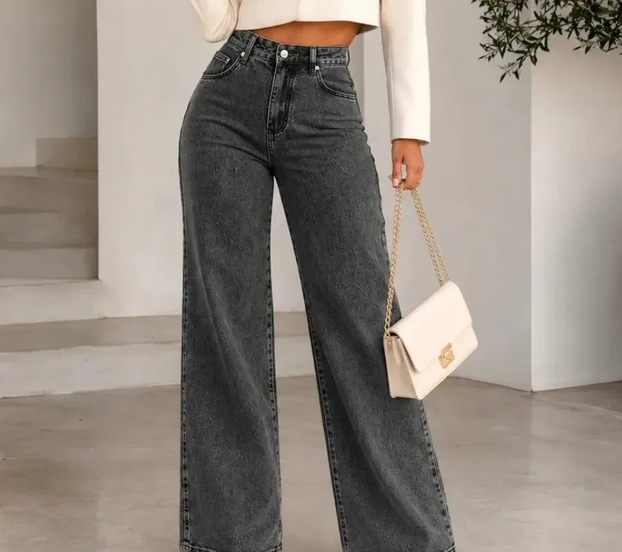 Calça Jeans Wide Leg Cintura Alta Pantalona 4 cores