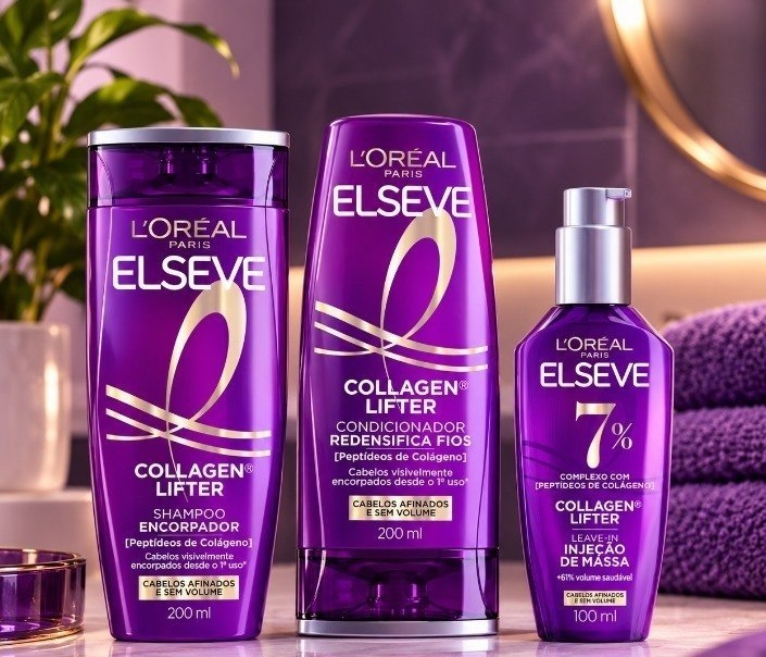 Kit LOréal Paris Elseve Collagen Lifter Shampoo 200ml  Condicionador 200ml  Sérum 100ml