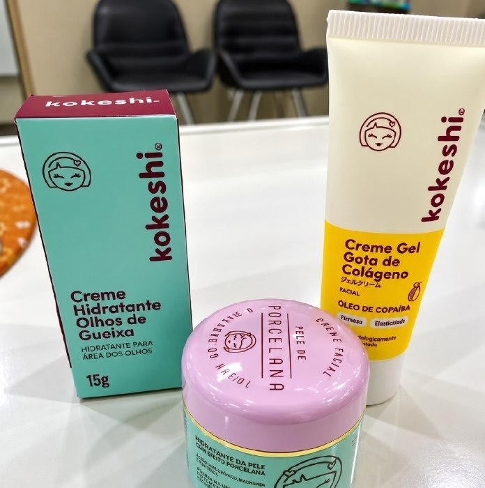 Kit Facial Kokeshi Completo 3 Passos Hidratação e Colágeno