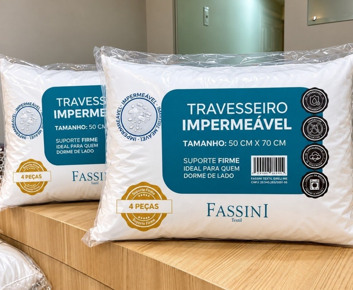 4 Travesseiros Antialérgico Impermeável 50x70