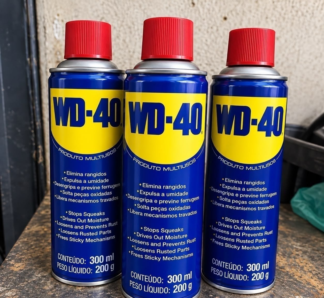 Kit com 3 WD40 Spray Multiusos Desengripa Lubrifica 300ml