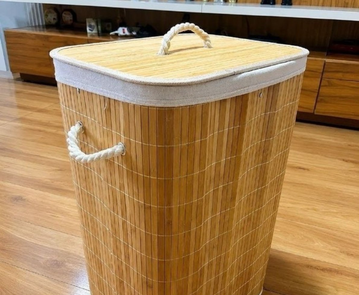 Cesto de Roupas de Bambu 60L