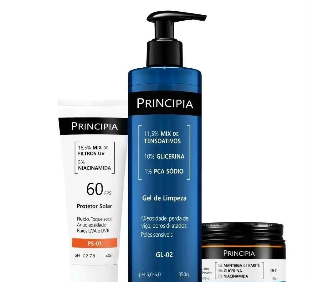 Kit Principia para Rotina de Skincare Pele Sensível com Protetor Solar FPS 60