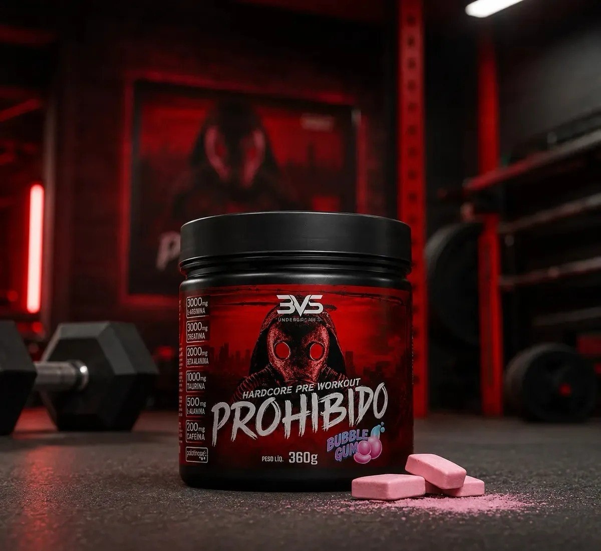 PROHIBIDO PRÉ TREINO 360g - Sabor Bubble Gum