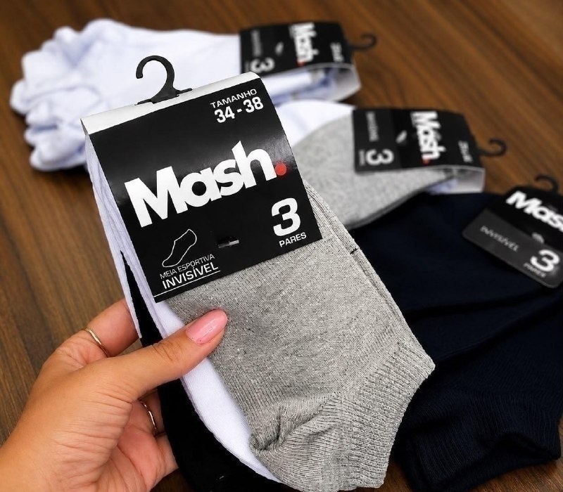 Kit 10 Pares Meia Invisível Soquete Algodão Mash
