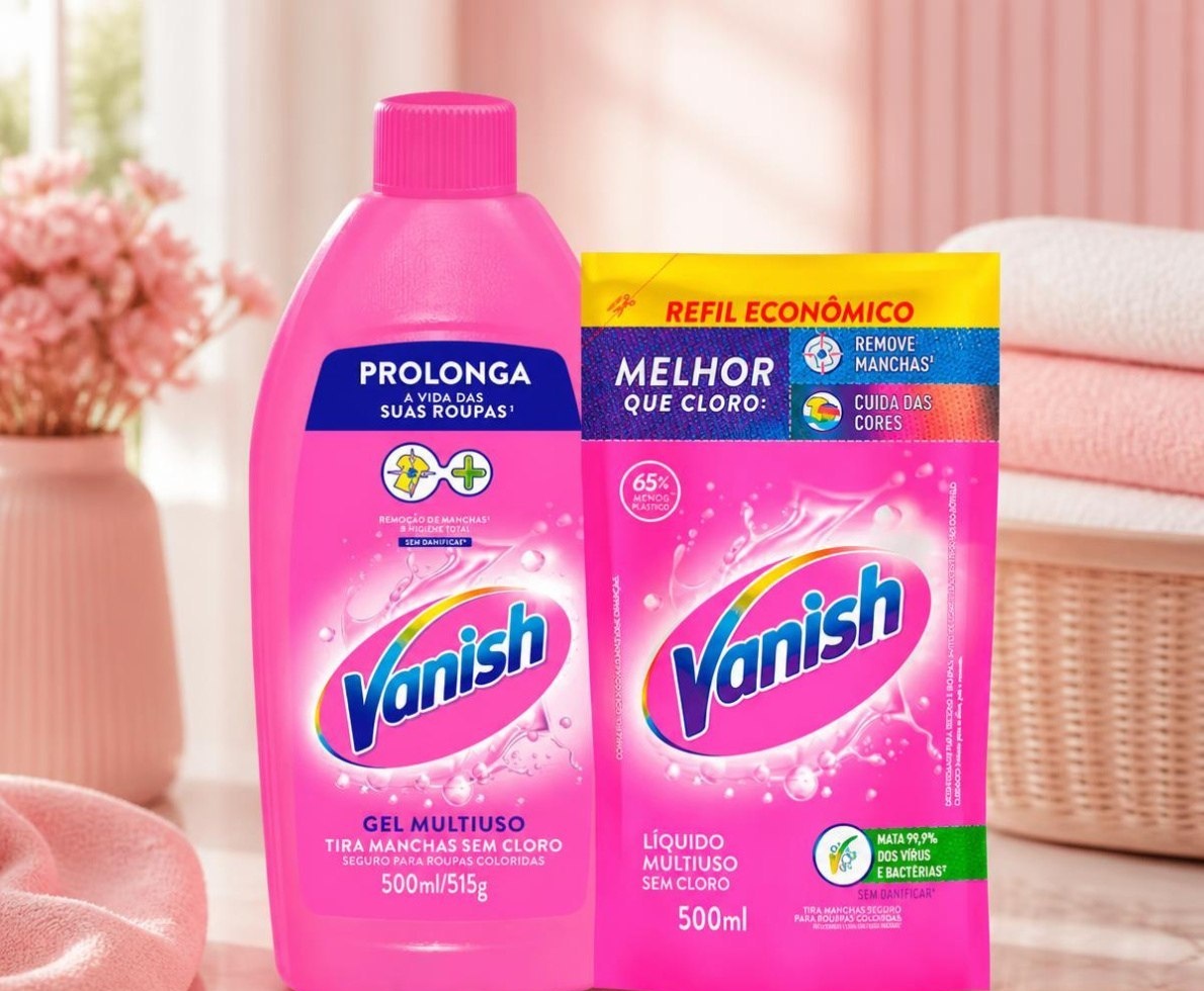 Kit Vanish Multiuso Tira Manchas Líquido para Roupas Coloridas 500ml  Refil 500ml