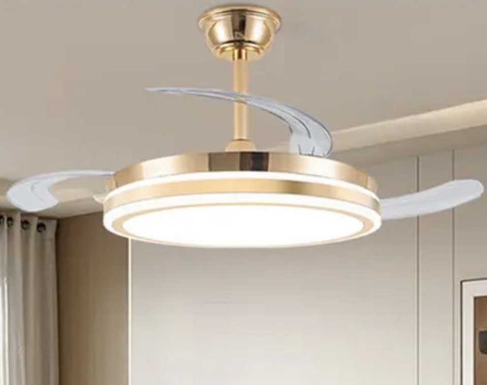 Ventilador De Teto Silencioso Com Controle Remoto Nepul Ouro 3 60hz Ouro Branco 1.067 M Plástico
