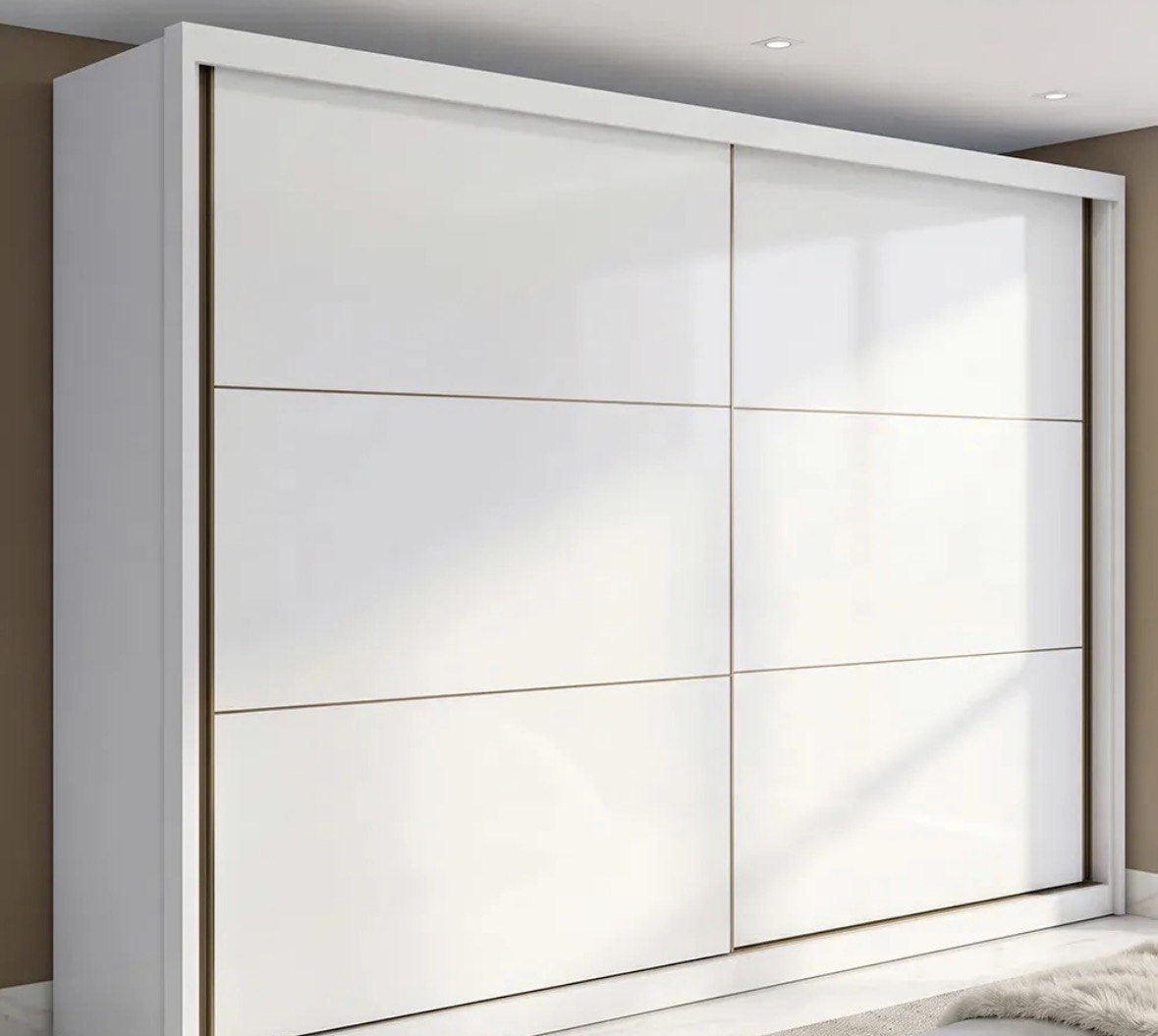 Guarda-roupa Casal MDF 2 Portas Corrediças Branco 6 Gavetas Móveis Lopas