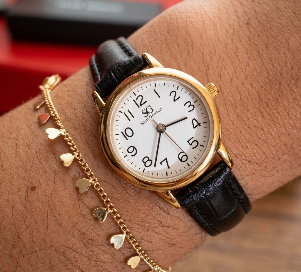 Relógio Saint Germain com Pulseira de Couro Masculino