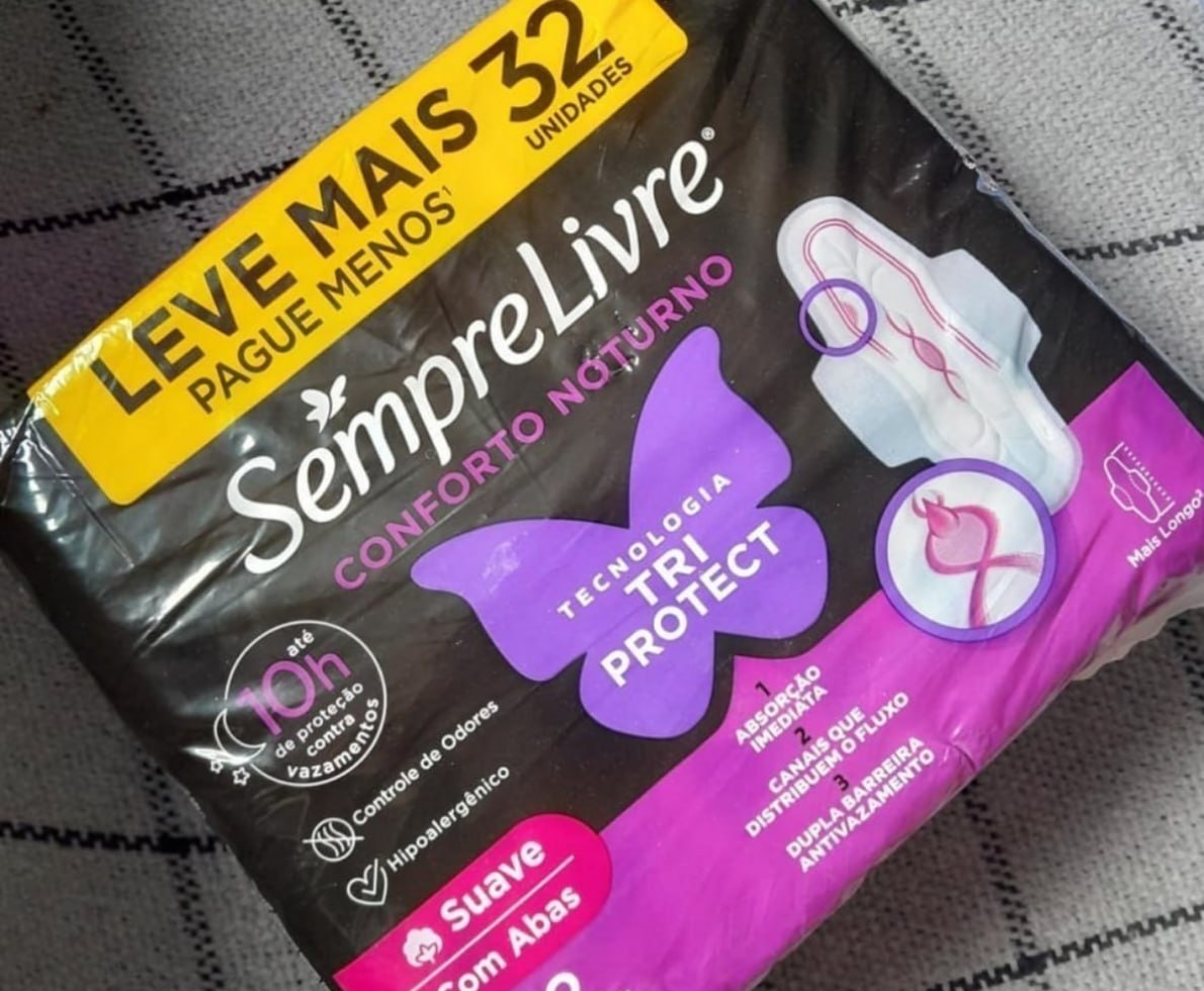 Absorvente Noturno com Abas Sempre Livre, 32 Unidades