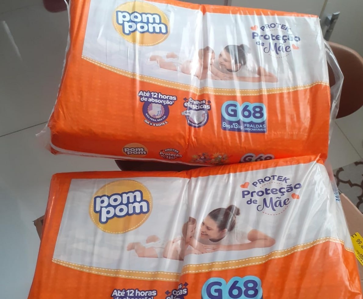 Fralda Pom Pom Protek Proteção de Mãe Hiper G 68 Unidades