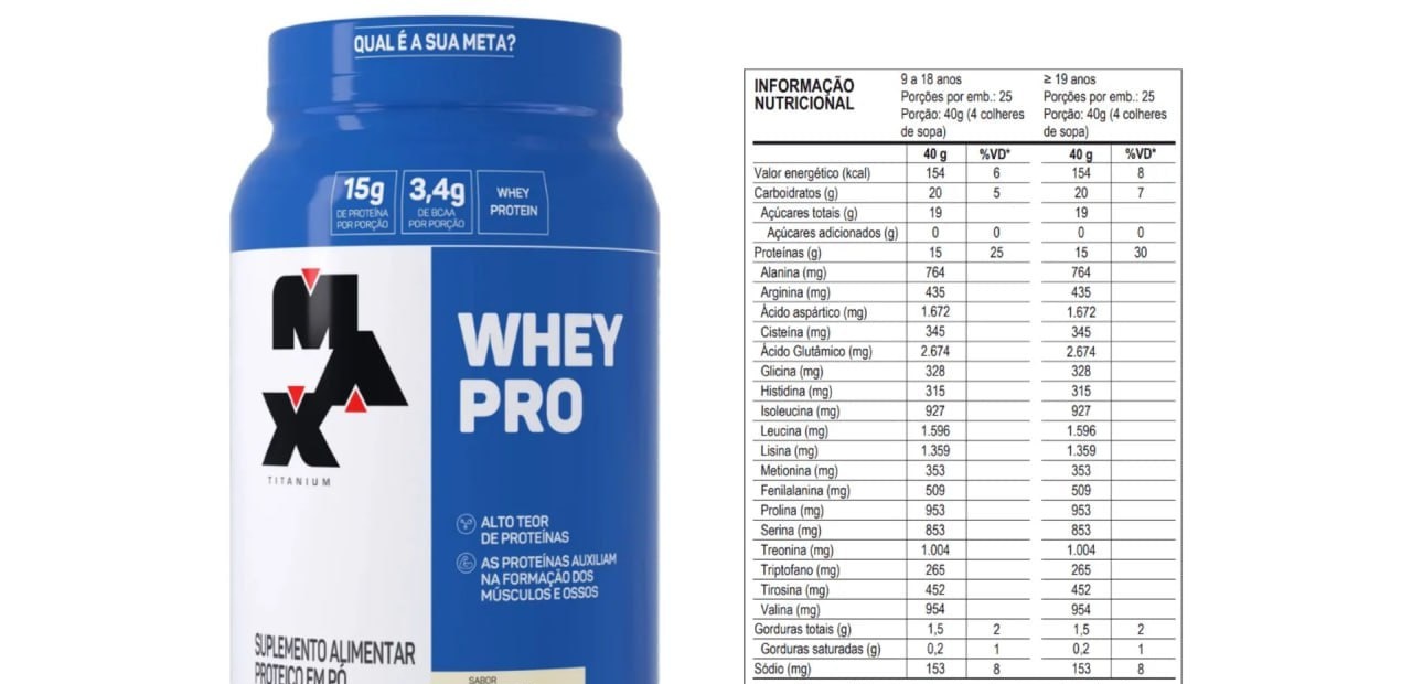 Whey Pro Max Titanium Concentrado 1kg Baunilha