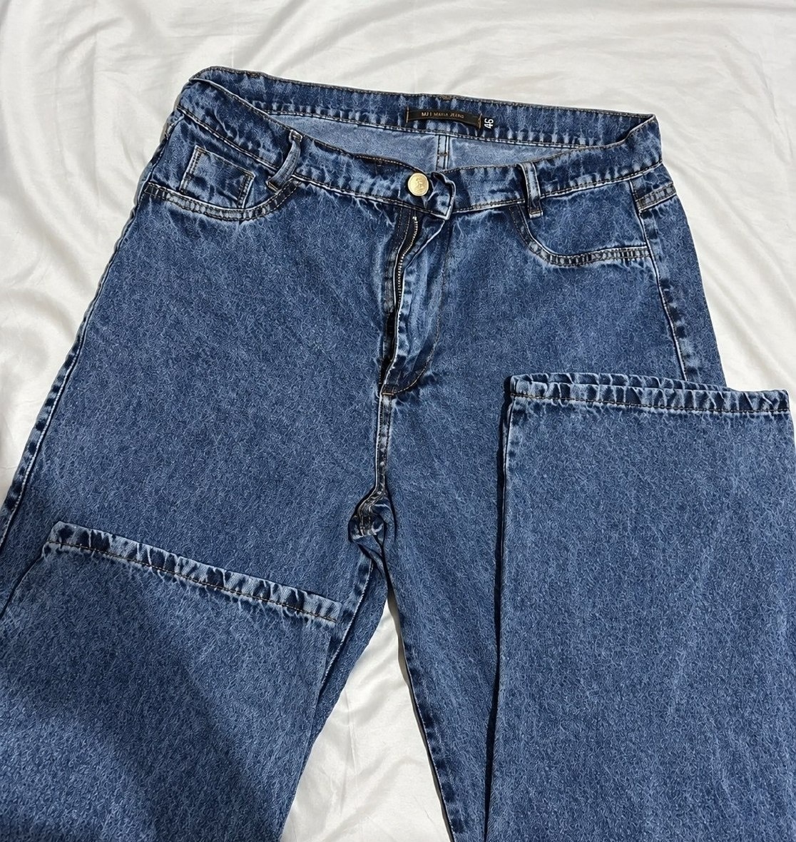 Calça Jeans Feminina Wide Leg Marmorizada