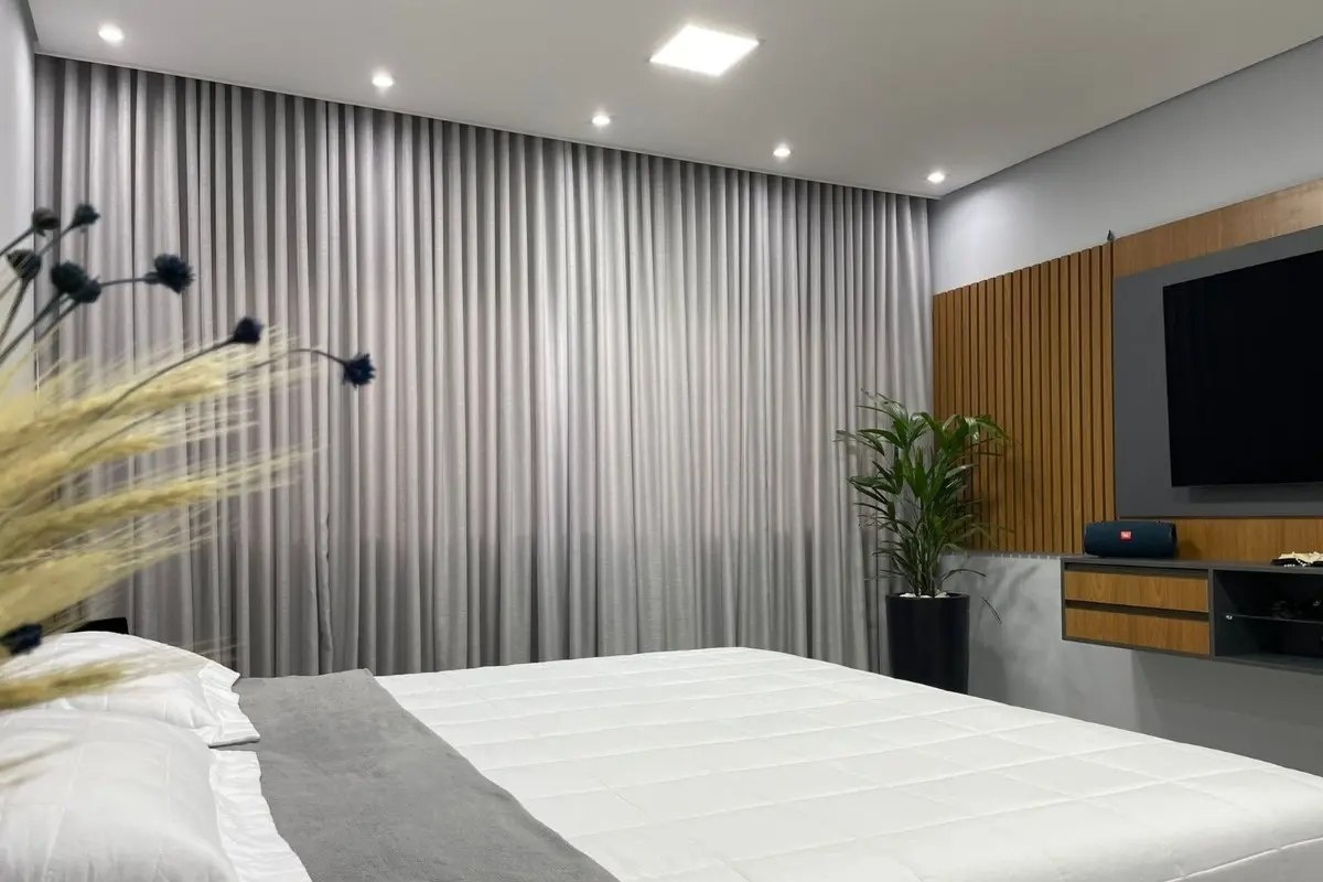 Cortina Gaze Linho E Blackout 6m X 2,80m Trilho Suíço Duplo