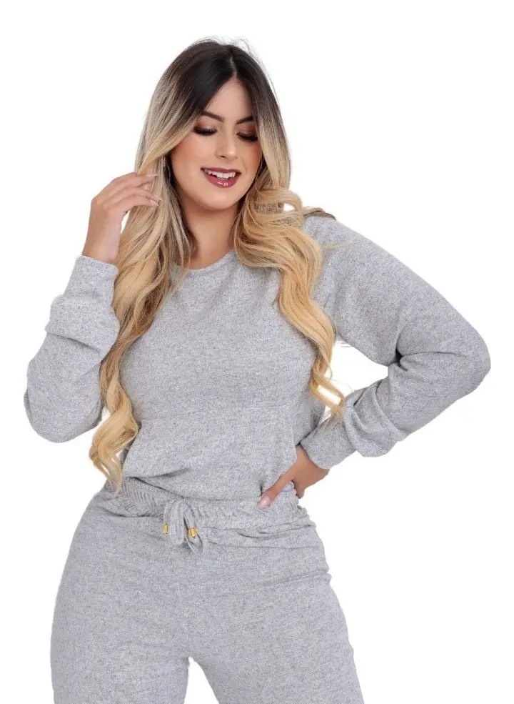 Conjunto Feminino De Frio 2 Peças Moderno Confortável