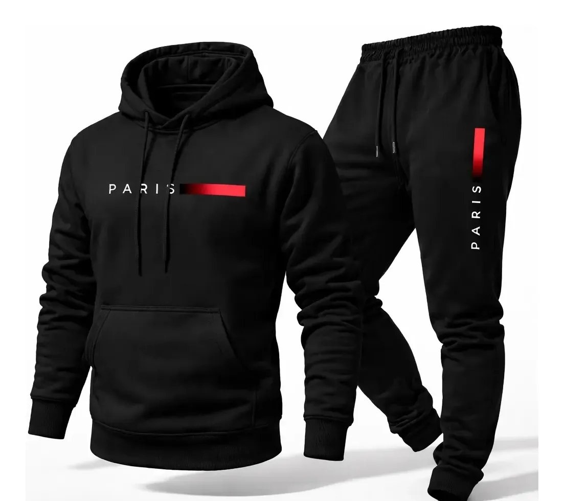 Conjunto Moletom Canguru Com Capuz E Calça Jogger Paris