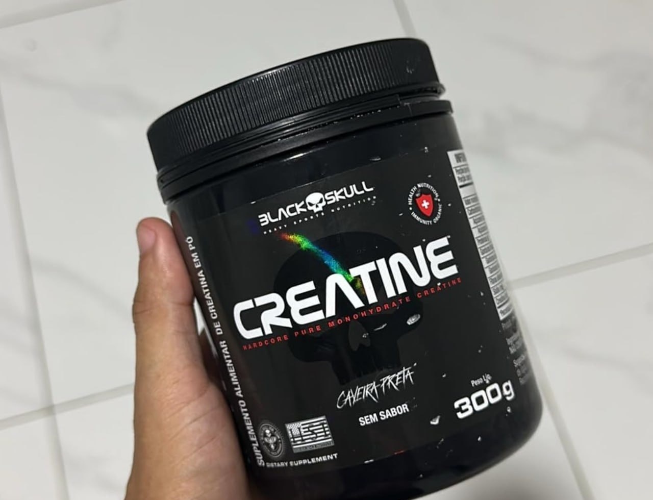 Creatina Monohidratada Black Skull 300g Sem Sabor