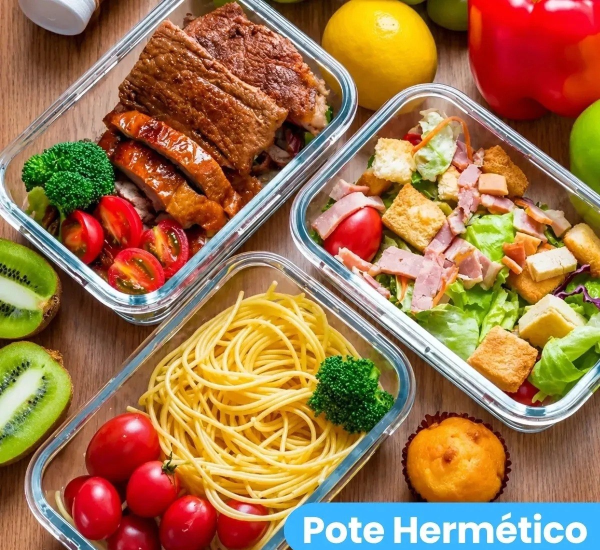 Kit 10 Pote Vidro Hermético Marmita 640ml Micro-ondas Freezer Forno Organização Geladeira
