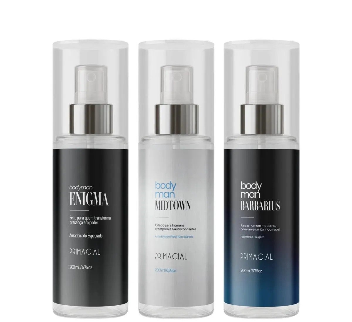 Kit Body Splash Masculino Barbarius  Enigma  Midtown 200ml