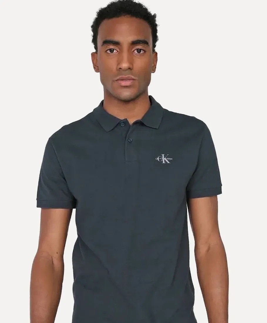 Polo Calvin Klein Jeans Piquet Regular Re Issue Azul Marinho