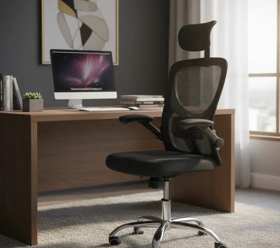 Cadeira De Escritório Ergonômica Ravena Apoio Lombar E Nuca