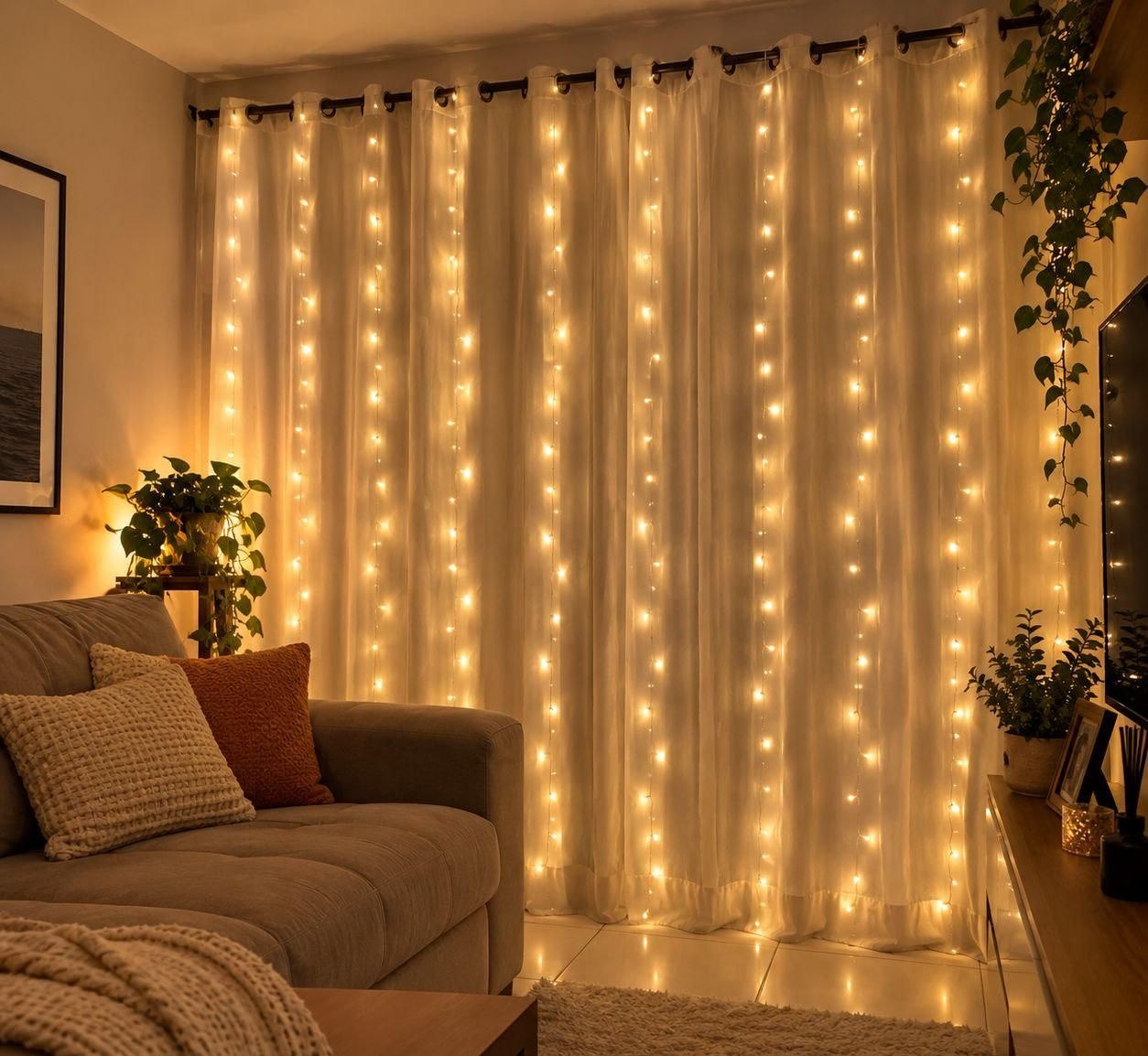 Cortina de Luz 3m 300 Pisca Pisca LED 110V220V 2 cores