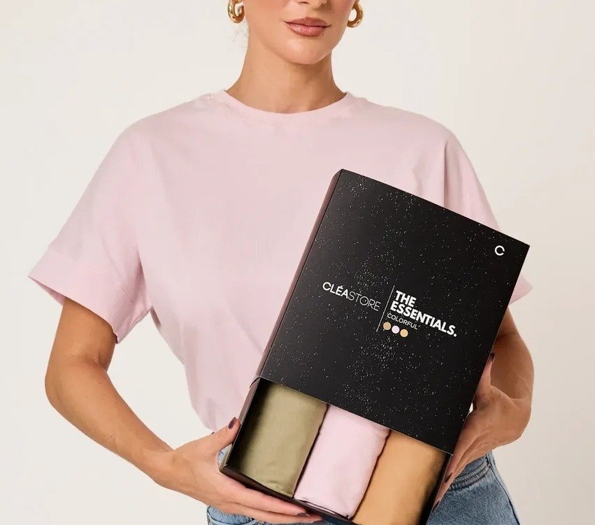 Kit 3 T-shirts Oversized Colorful Algodão Cléa Store