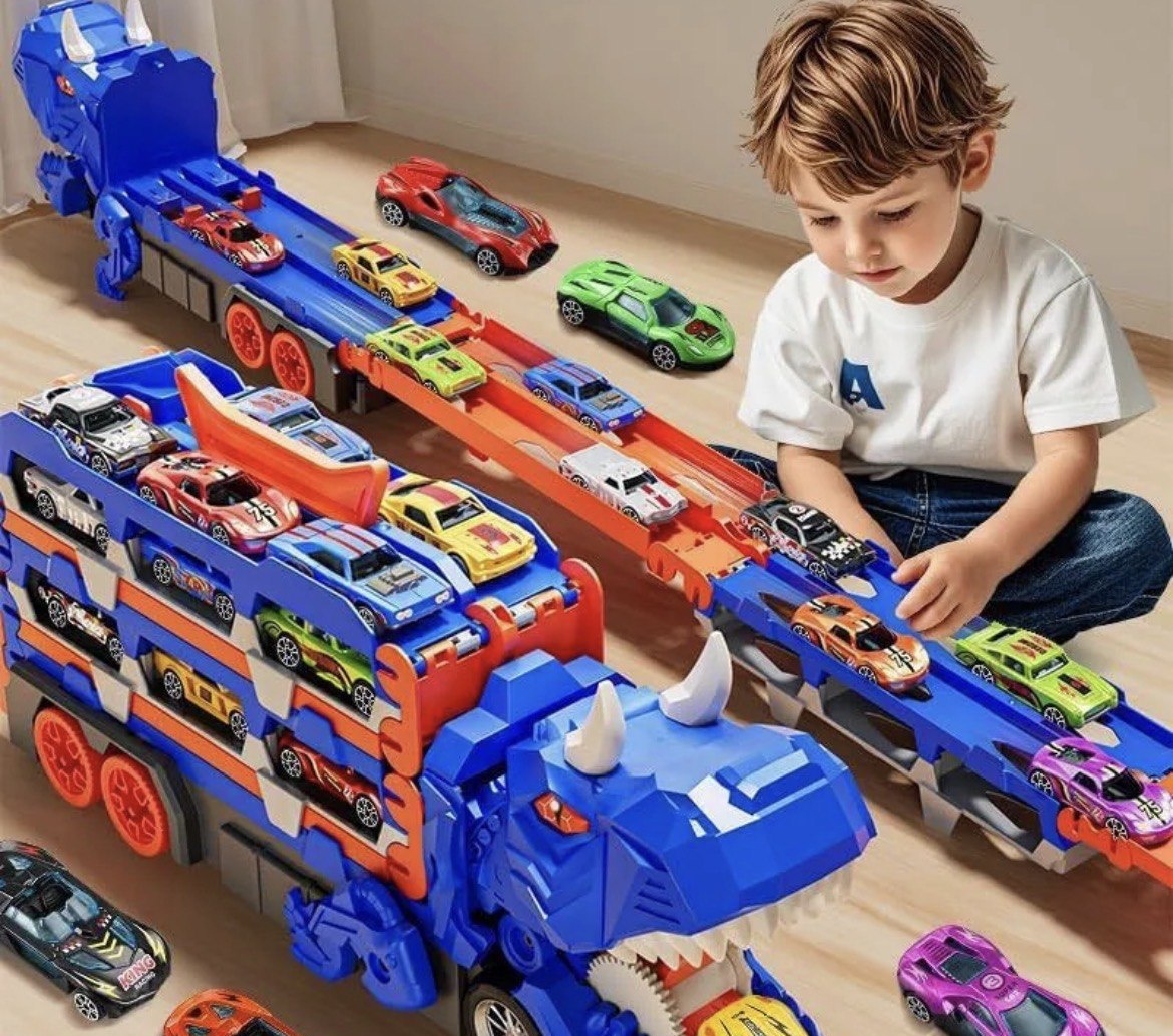 Caminhão Dinossauro Engolidor De Carrinhos Kit 6 Carrinhos