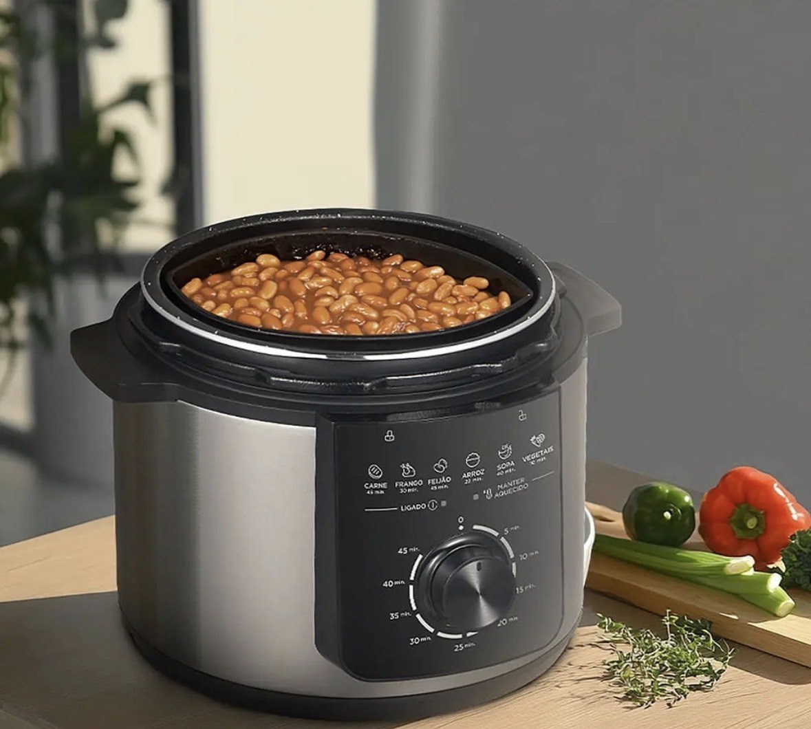 Panela De Pressão Mecânica Preta E Inox 4l Midea Cor Cinza