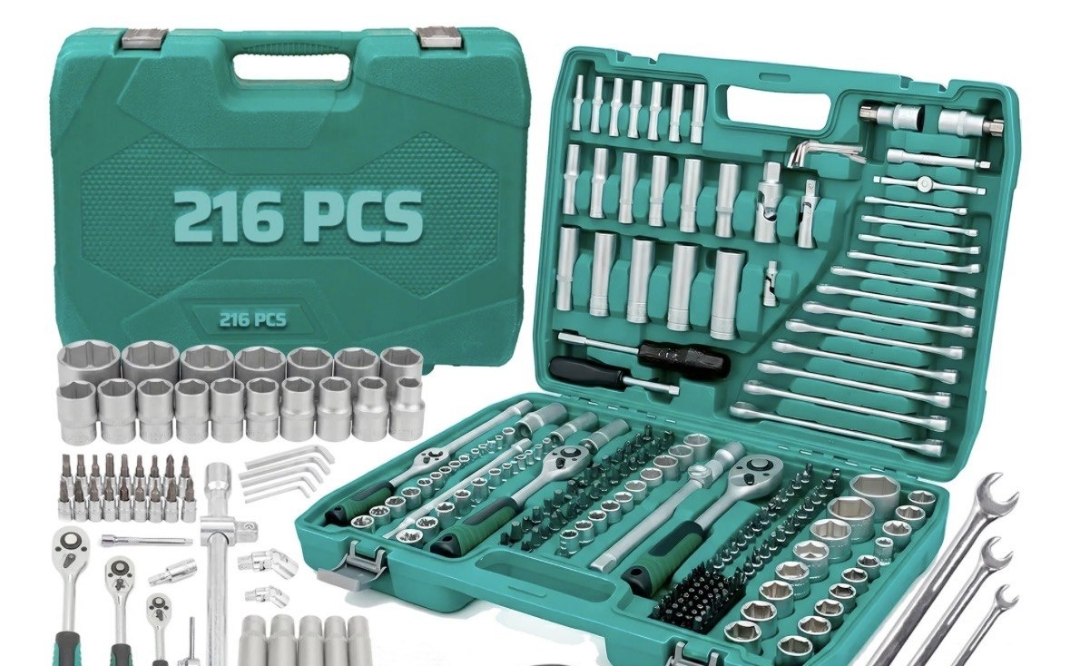 Jogo Kit Ferramentas 216 Pçs Aço Cr-v Com Maleta Organizada