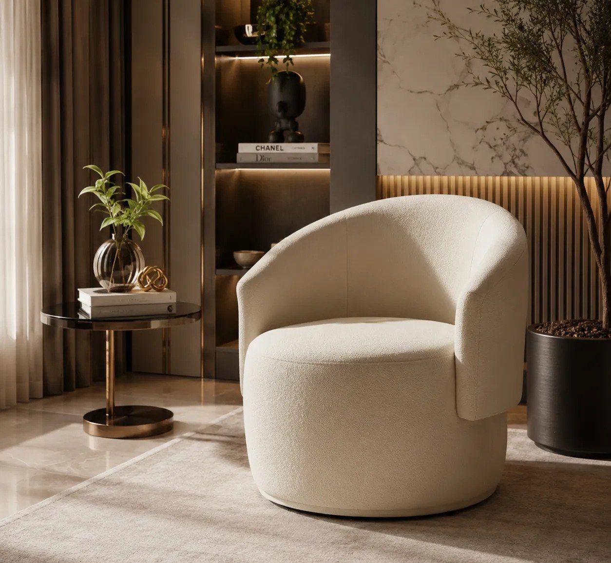 Poltrona Beatriz Orgânica Bouclê Bege Conforto E Estilo