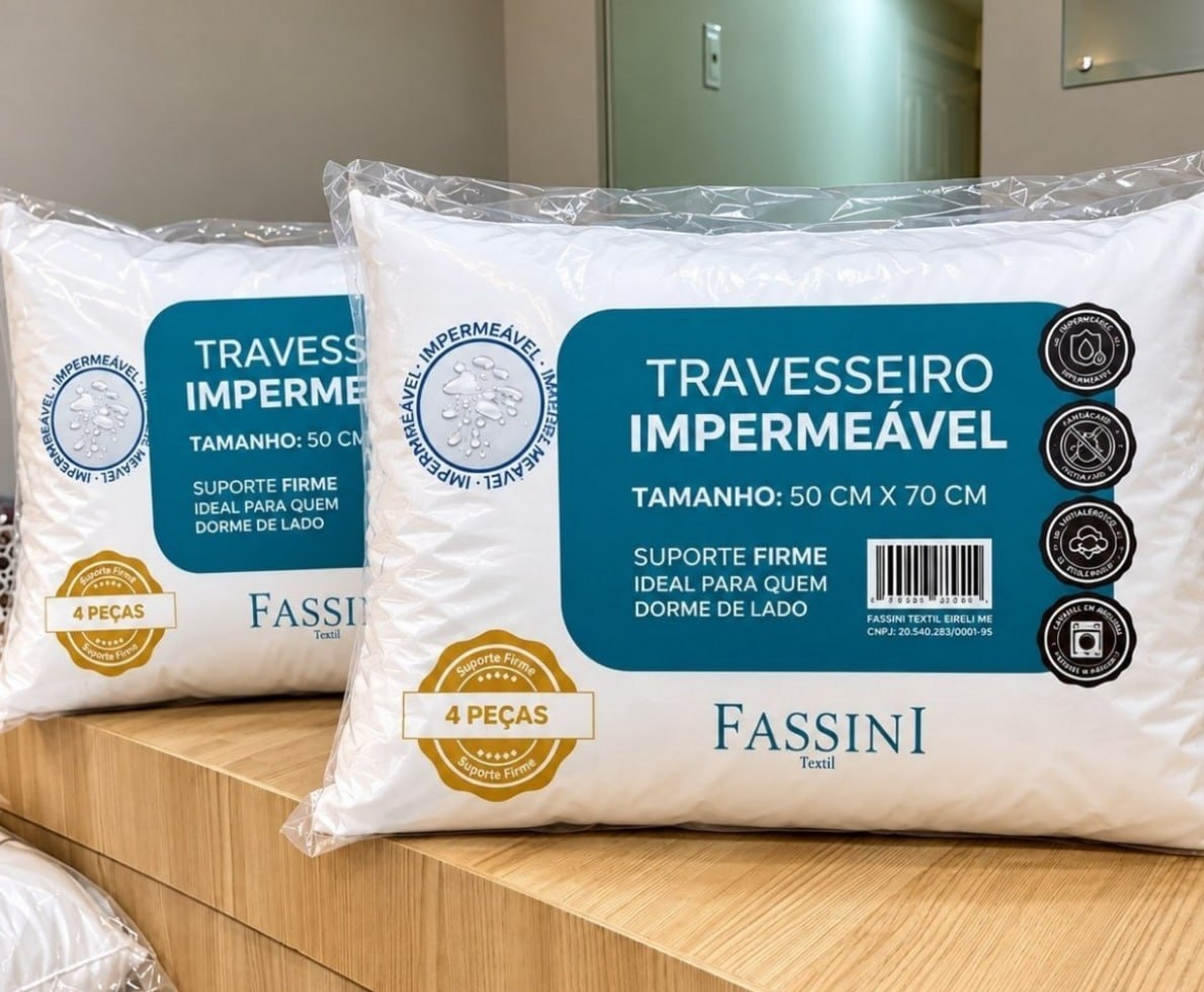 4 Travesseiros Antialérgico Impermeável 50x70