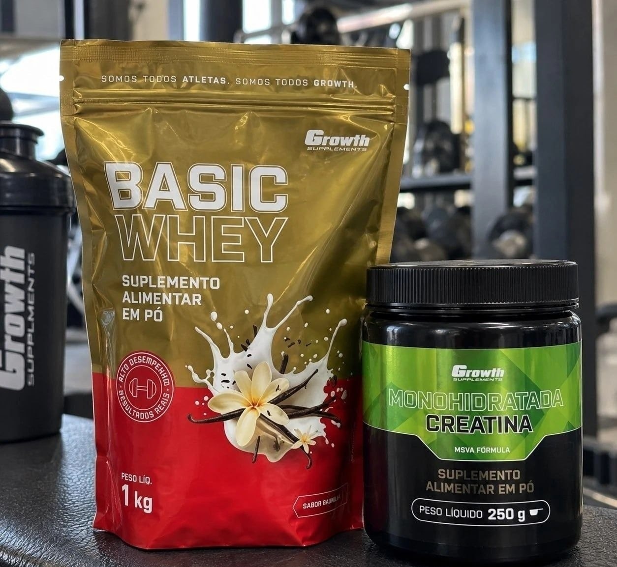Kit Growth Whey Protein Basic Baunilha 1kg  Creatina Monohidratada 250g