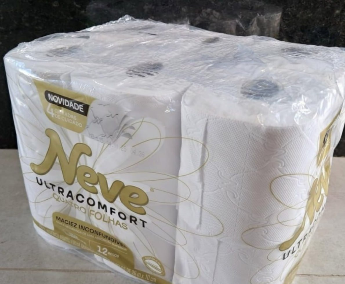 Neve Papel Higiênico Ultracomfort, Folha Quádrupla, 20m, 12 rolos