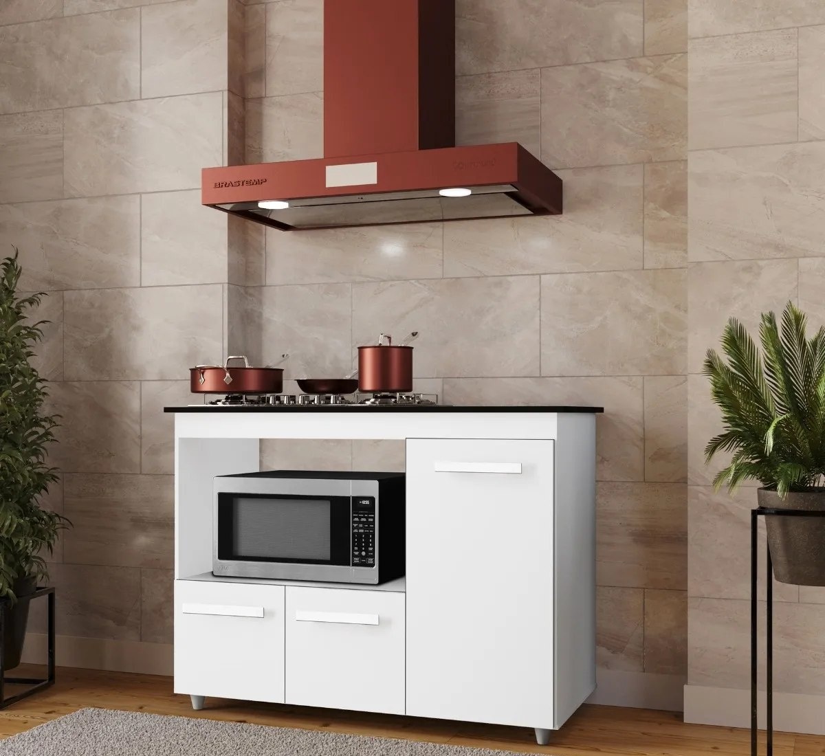 Balcão Cooktop Ana 4 Bocas Robusto Espaçoso Cozinha Moderna