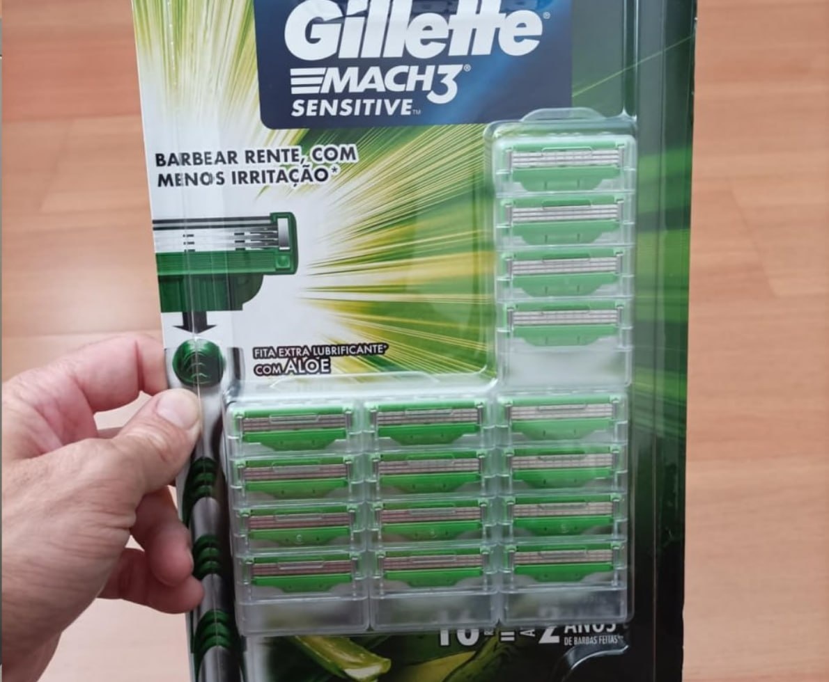 16 unid. Carga p Aparelho de Barbear Gillette Mach3 Sensitive