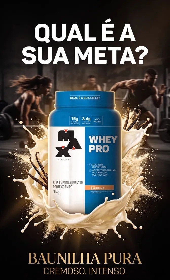 Proteína Max Titanium Whey Pro Concetrado em pó sabor Baunilha x 1kg