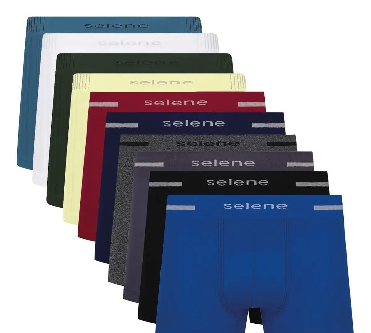 Kit 10 Cueca Boxer Sem Costura Microfibra Selene Masculina