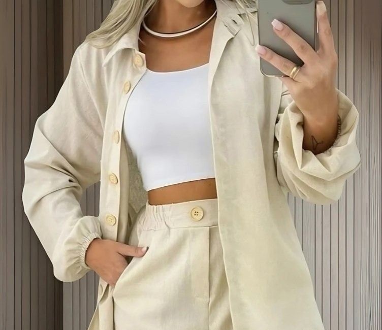 Conjunto Linho Camisa e Short Premium várias cores