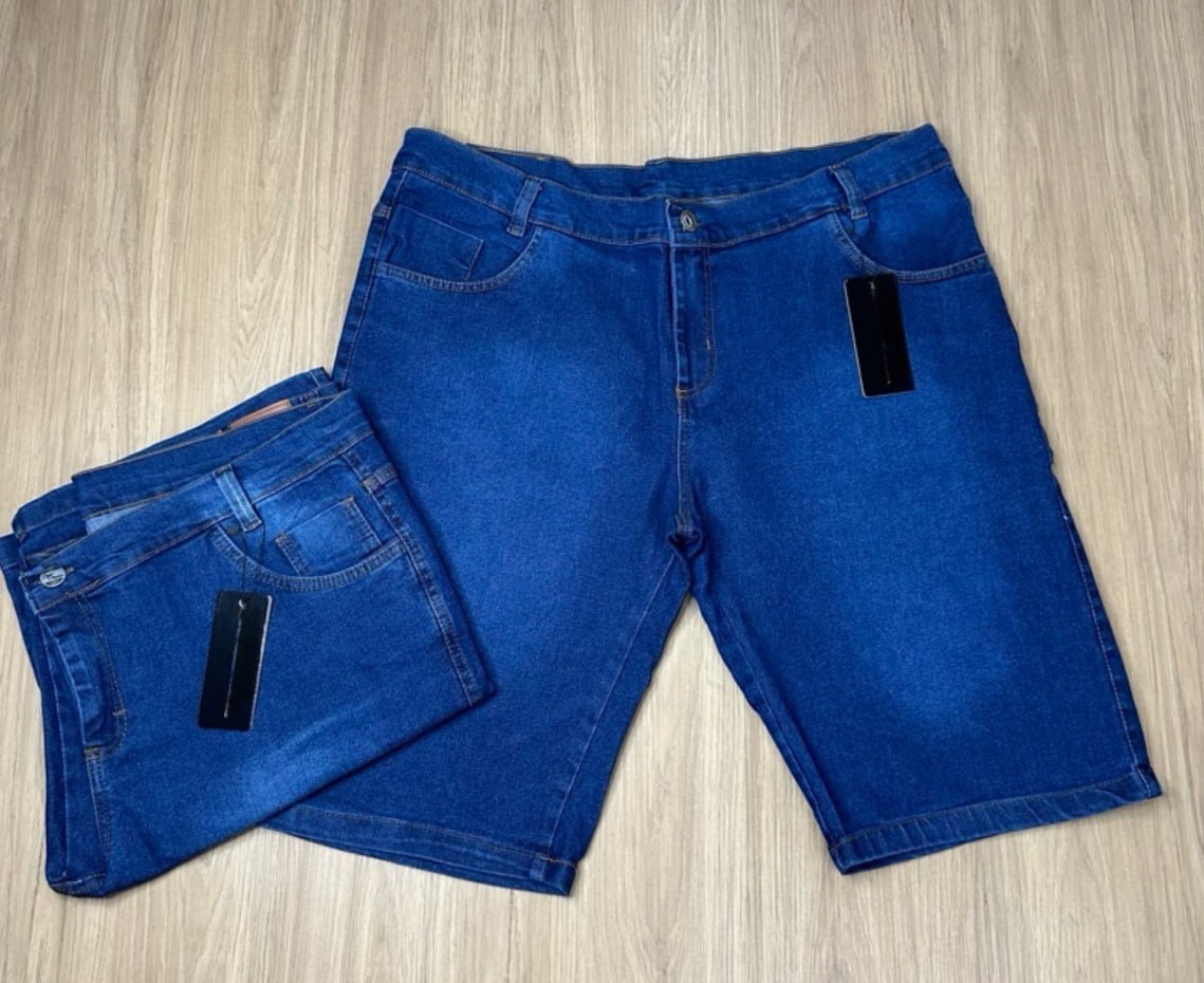 Kit 2 Bermudas Jeans Slim Fit