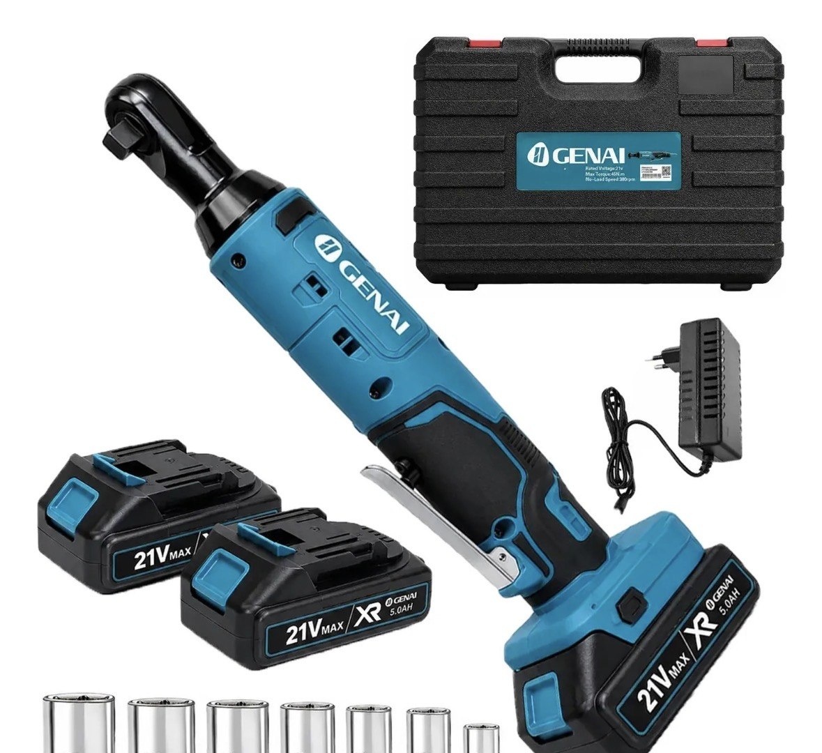 Chave Catraca Eletrica 21v Encaixe 38 Com 2 Baterias