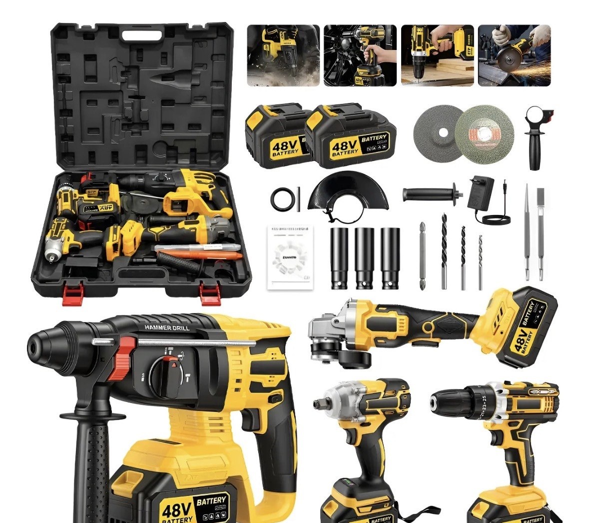 Kit 4 Em 1 Ferramentas Elétricas Profissional Com 2 Baterias