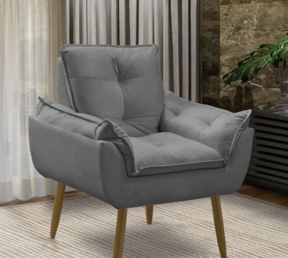 Poltrona Decorativa Opala Suede Para Sala Arapongas Luxo