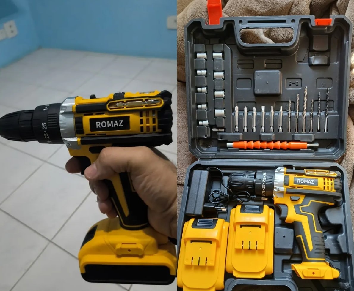 Parafusadeira Furadeira Impacto Sem Fio 2 Baterias