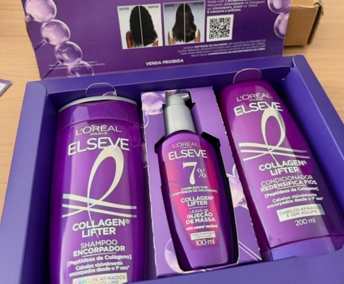 Kit LOréal Paris Elseve Collagen Lifter Shampoo 400ml  Condicionador 400ml  Sérum 100ml